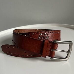 FOSSIL Brown Leather Belt With Studs LARGE